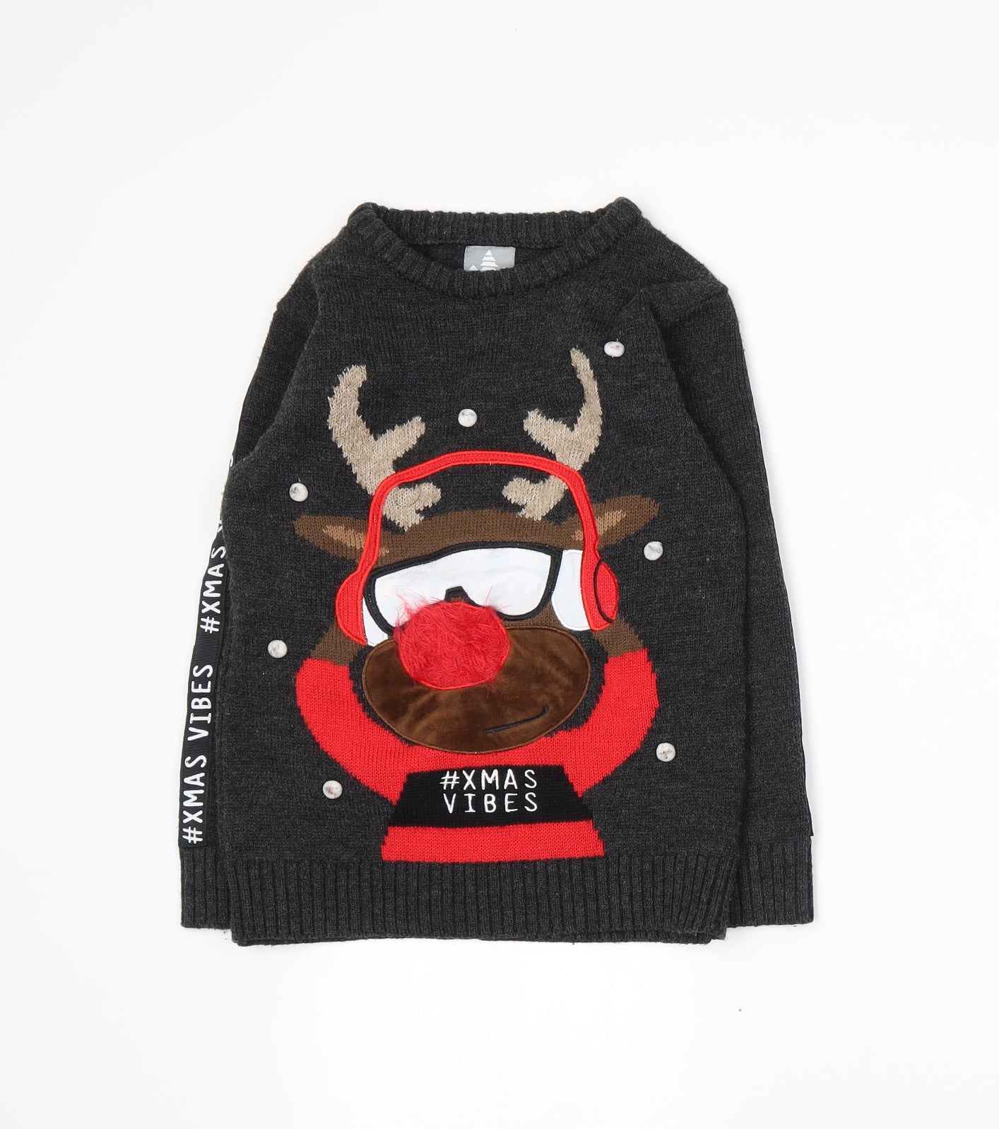 George Boys Grey  Knit Pullover Jumper Size 6-7 Years