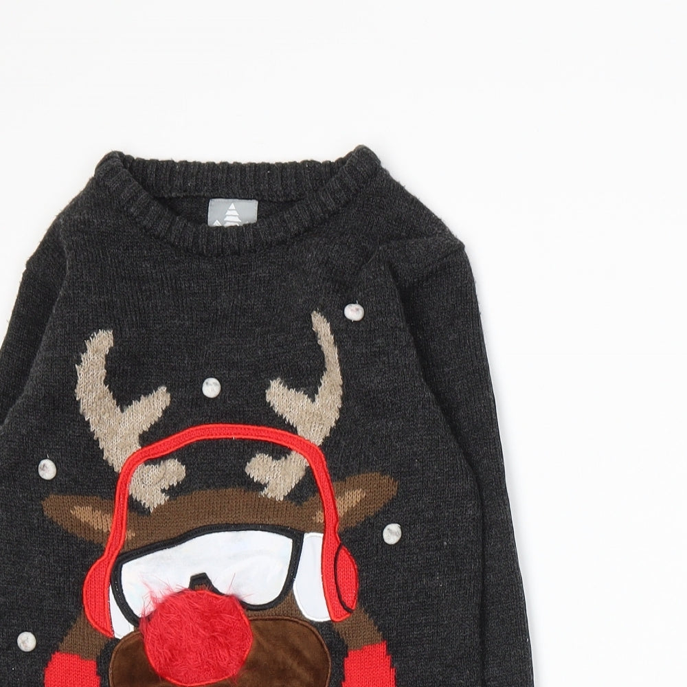 George Boys Grey  Knit Pullover Jumper Size 6-7 Years