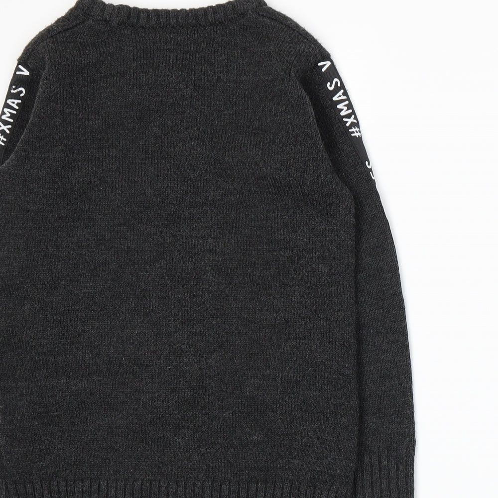 George Boys Grey  Knit Pullover Jumper Size 6-7 Years