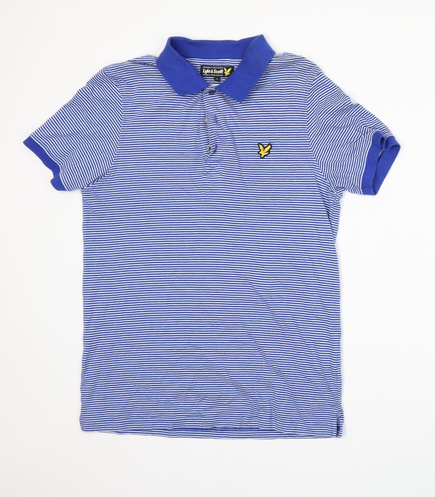 Lyle & Scott Mens Blue Striped   Polo Size M