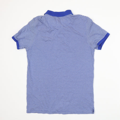 Lyle & Scott Mens Blue Striped   Polo Size M