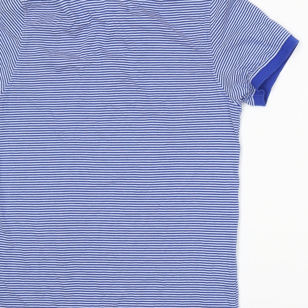 Lyle & Scott Mens Blue Striped   Polo Size M