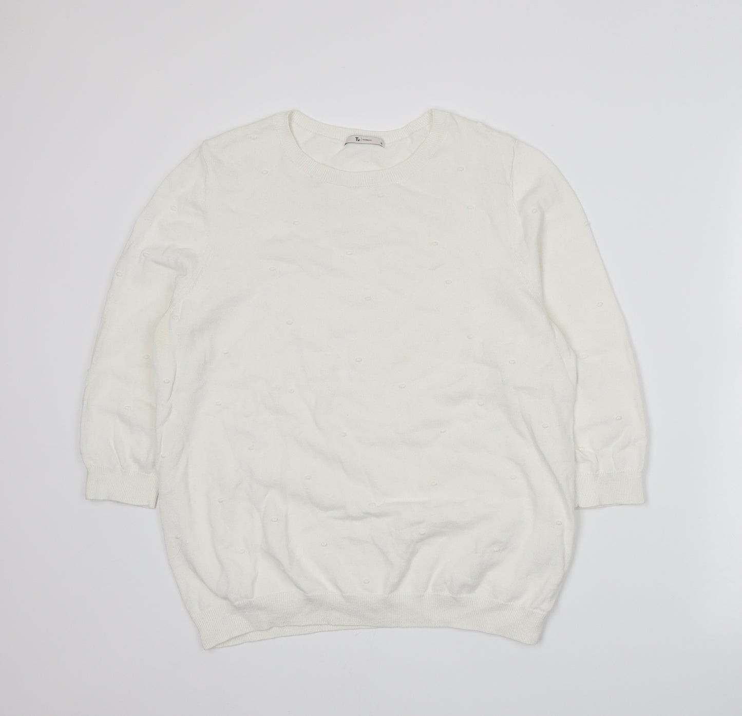 TU Womens White  Knit Pullover Jumper Size 16