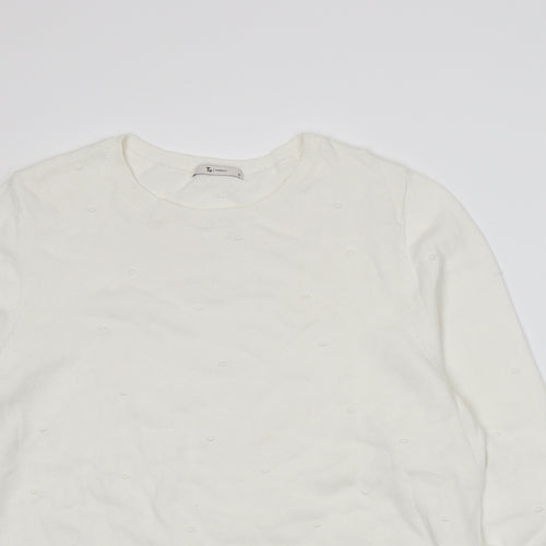 TU Womens White  Knit Pullover Jumper Size 16