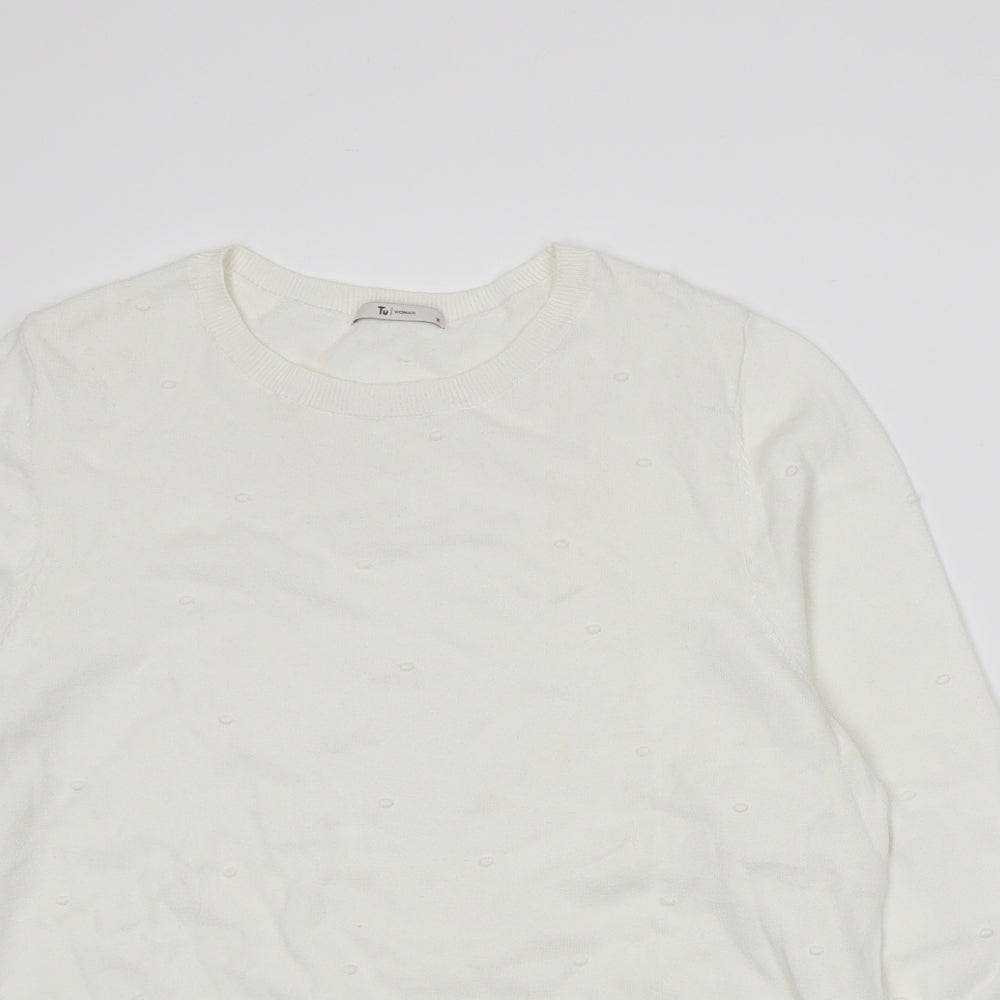 TU Womens White  Knit Pullover Jumper Size 16