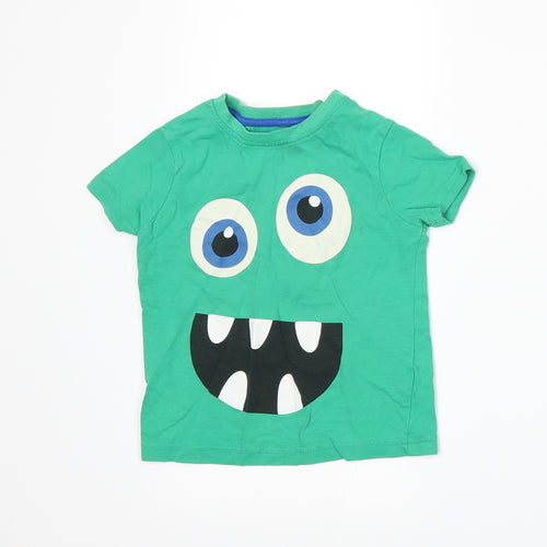 Primark Boys Green  Jersey Basic T-Shirt Size 2-3 Years