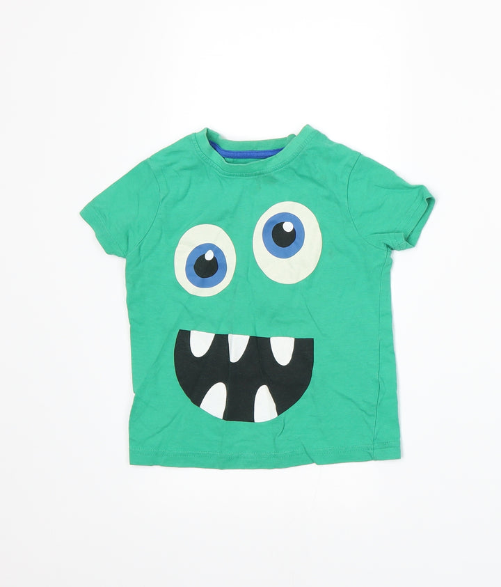 Primark Boys Green  Jersey Basic T-Shirt Size 2-3 Years