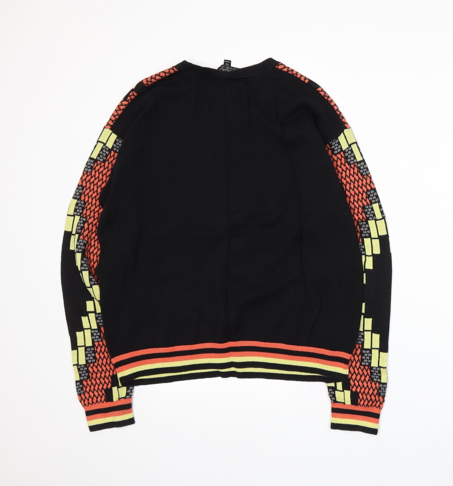 Topshop Womens Black Geometric Knit Pullover Jumper Size 10