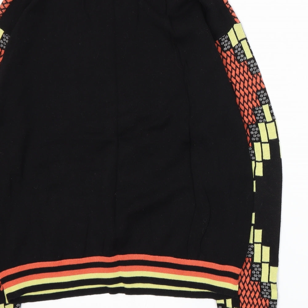 Topshop Womens Black Geometric Knit Pullover Jumper Size 10
