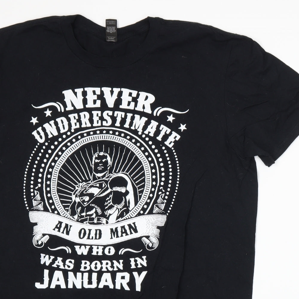 Anvil Mens Black    T-Shirt Size L
