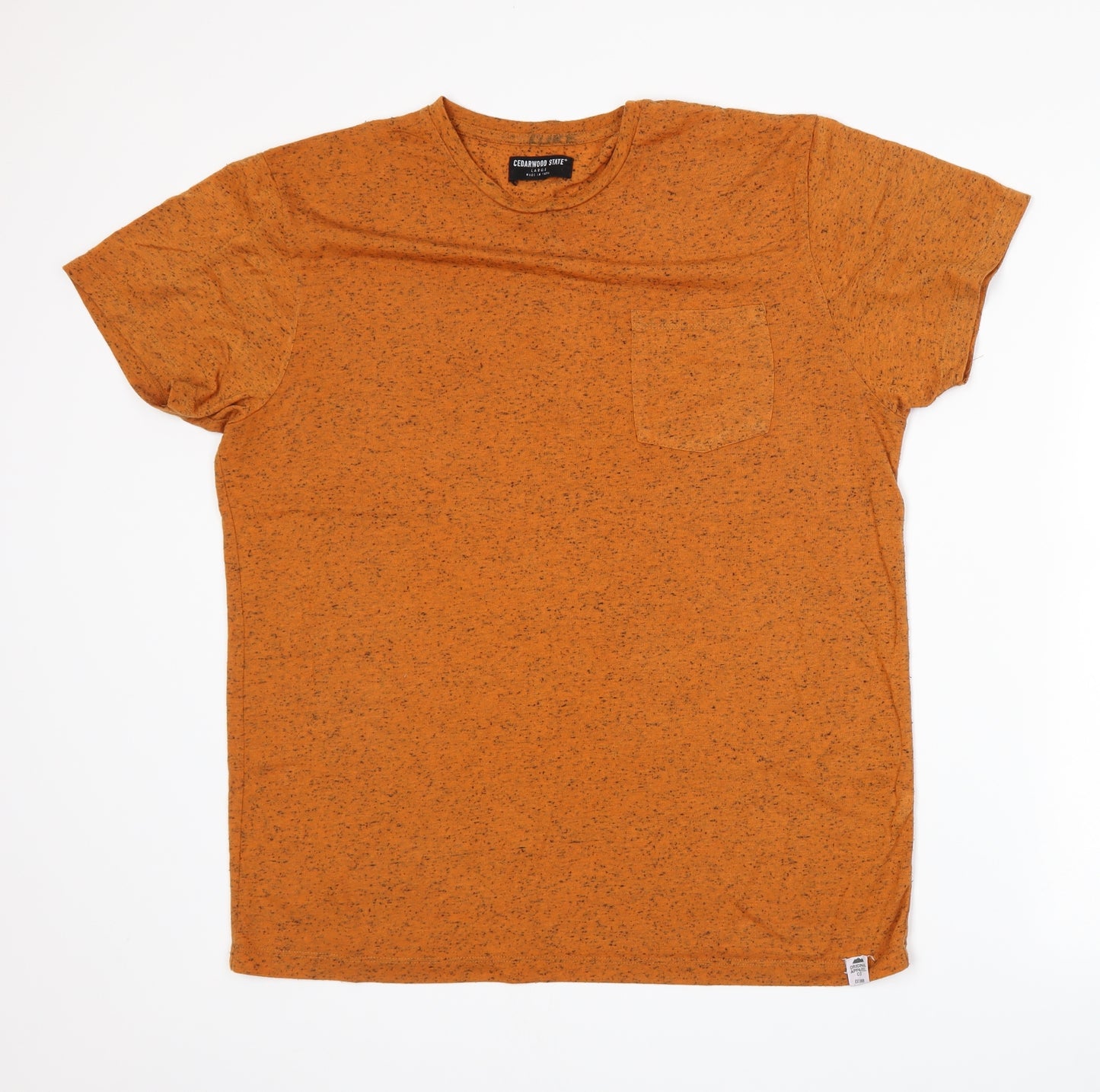Cedar Wood State Mens Orange    T-Shirt Size L