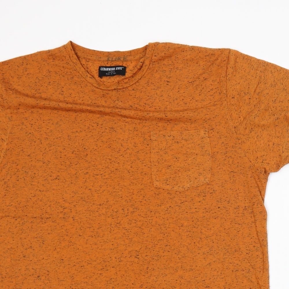 Cedar Wood State Mens Orange    T-Shirt Size L