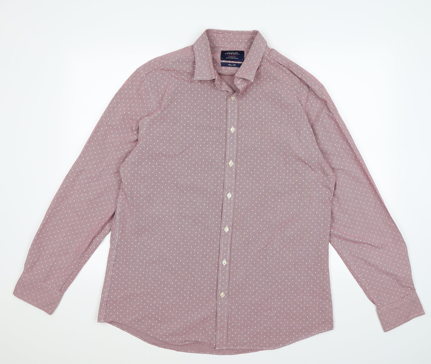Charles Tyrwhitt Mens Red Polka Dot   Button-Up Size L