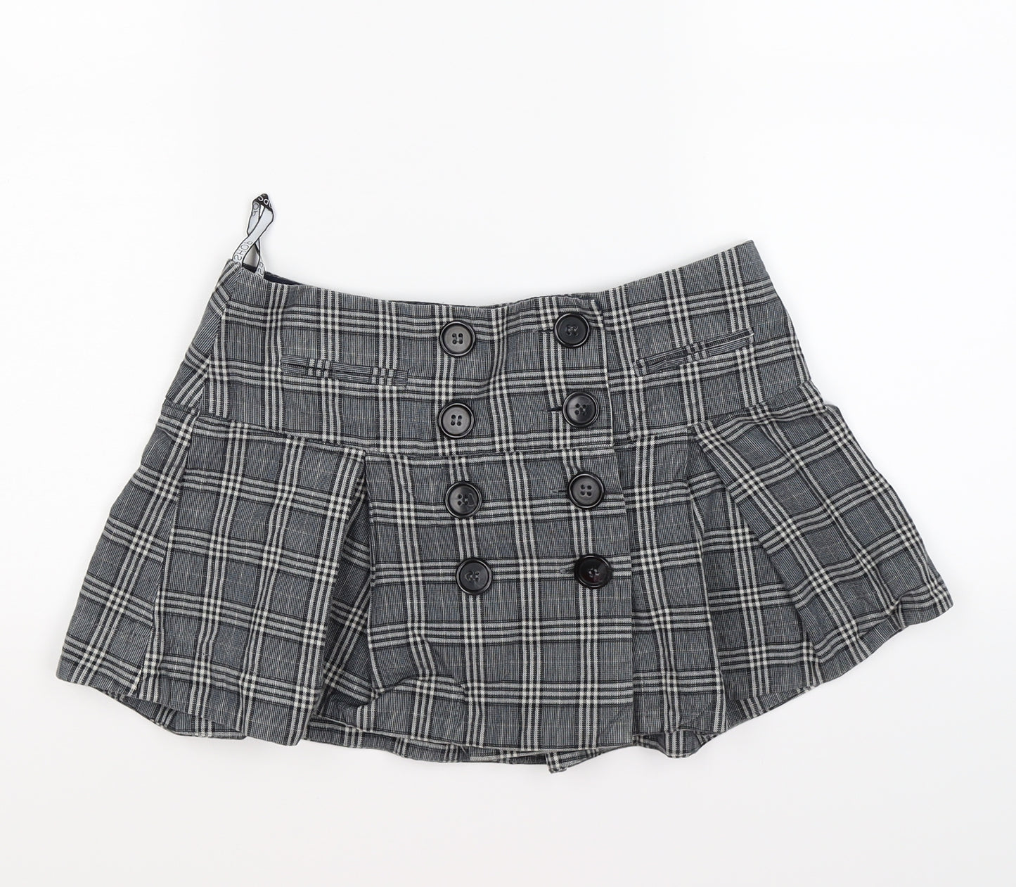 Topshop Womens Grey Check Jersey Flare Skirt Size 6