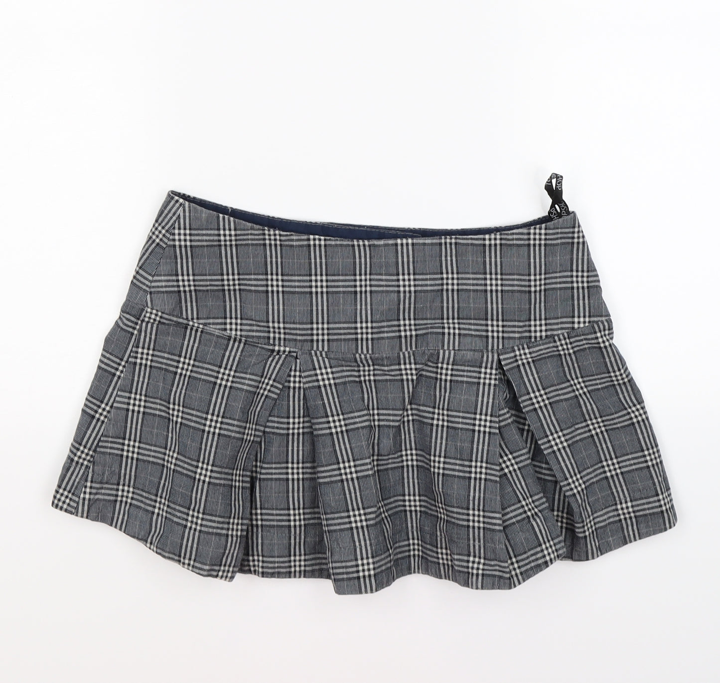 Topshop Womens Grey Check Jersey Flare Skirt Size 6