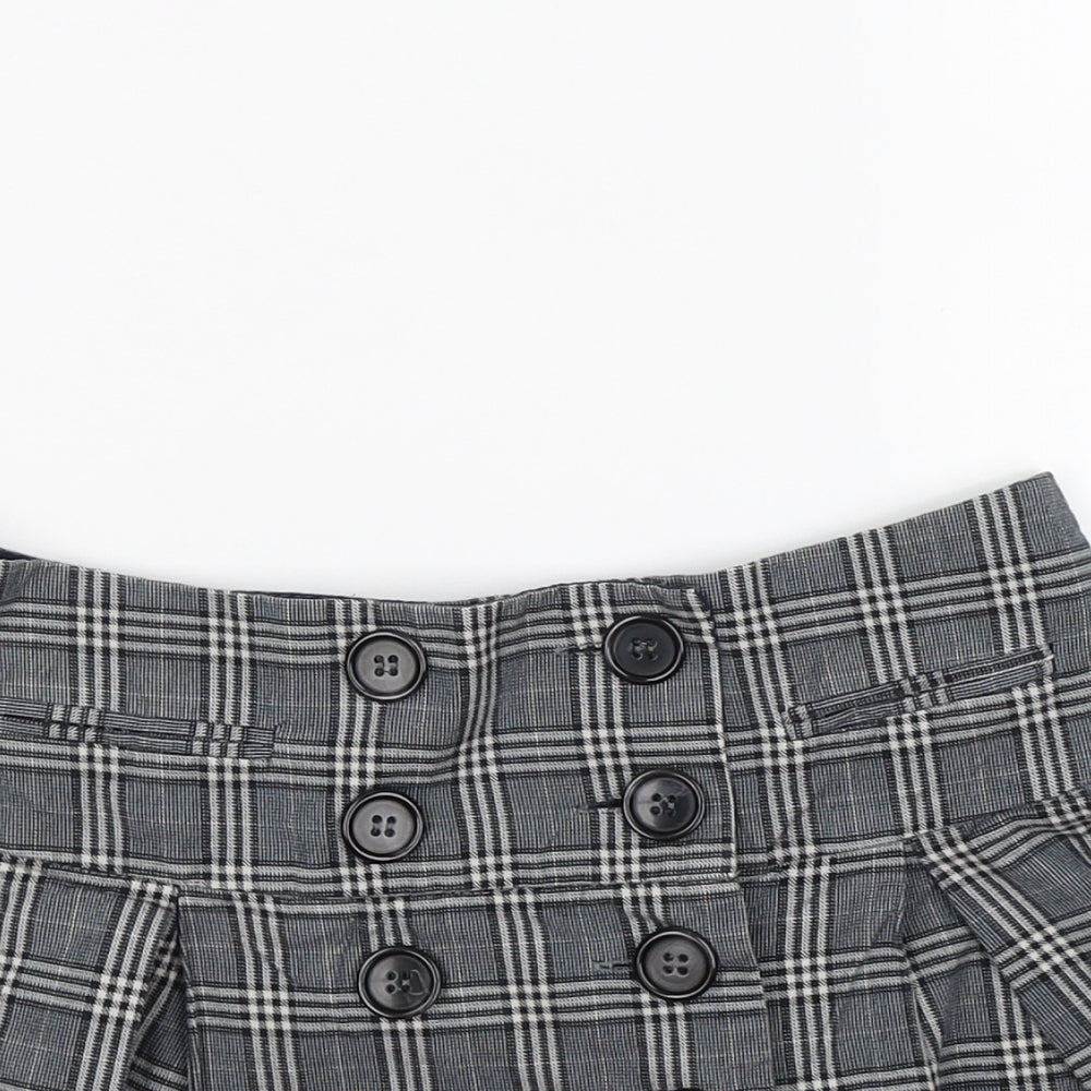 Topshop Womens Grey Check Jersey Flare Skirt Size 6
