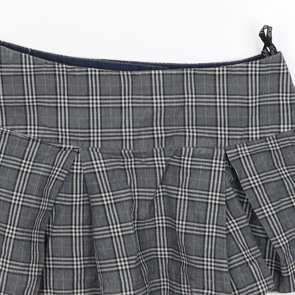 Topshop Womens Grey Check Jersey Flare Skirt Size 6