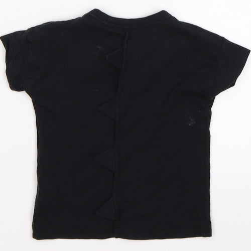 NEXT Boys Black   Basic T-Shirt Size 6-9 Months  - monster spike back