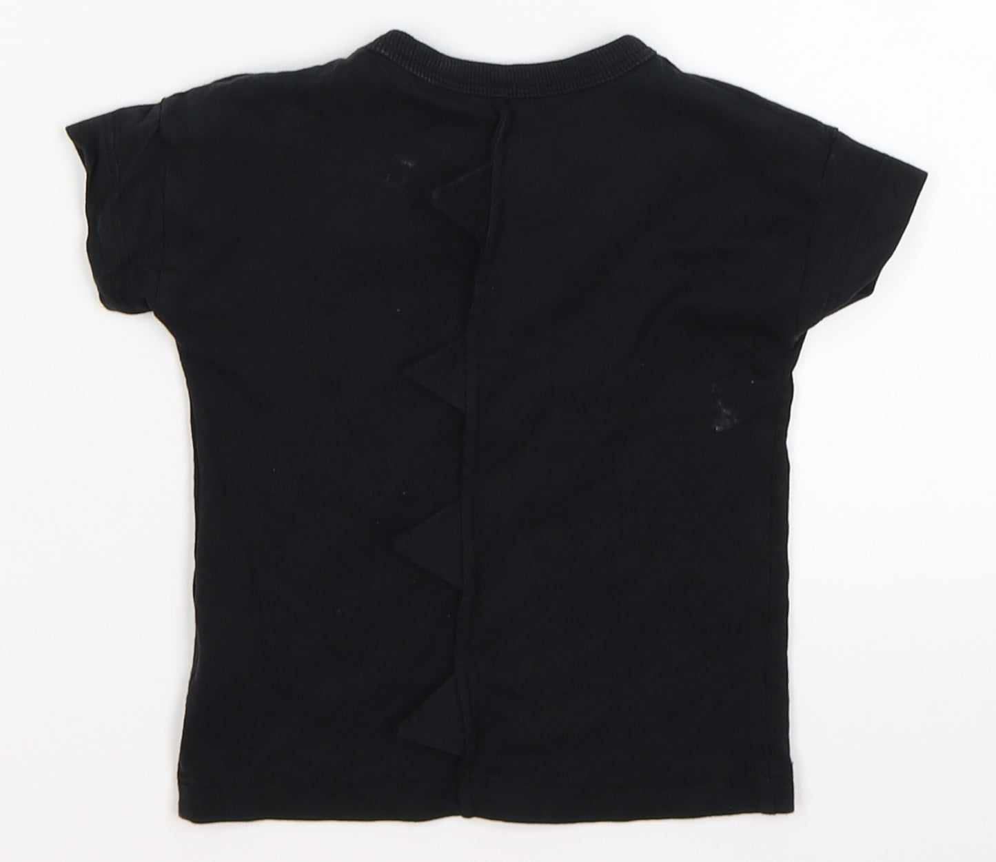 NEXT Boys Black   Basic T-Shirt Size 6-9 Months  - monster spike back