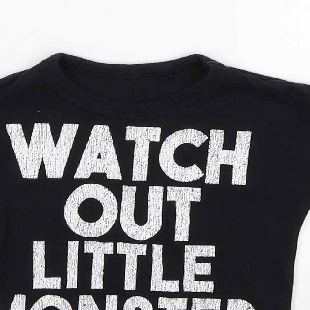 NEXT Boys Black   Basic T-Shirt Size 6-9 Months  - monster spike back