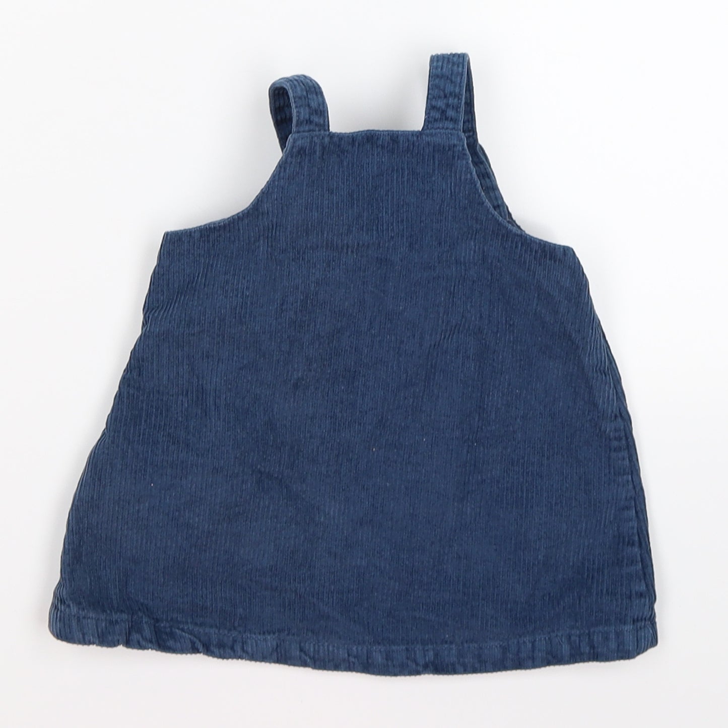 Marks and Spencer Girls Blue Striped Corduroy Pinafore/Dungaree Dress  Size 6-9 Months  - rabbit bird
