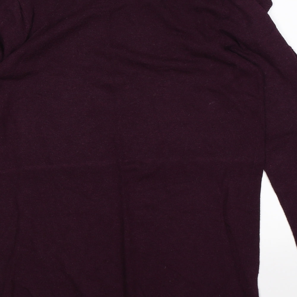 marks and Womens Purple  Knit Pullover Jumper Size 12  - frill sleeves