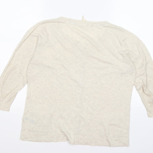 White Stuff Womens Beige Polka Dot Knit Cardigan Jumper Size 12