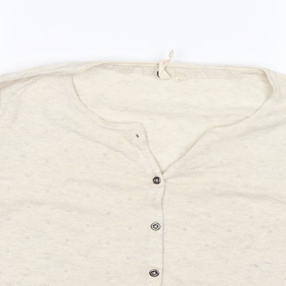 White Stuff Womens Beige Polka Dot Knit Cardigan Jumper Size 12