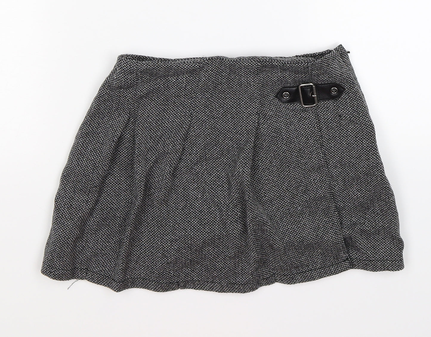NEXT Girls Grey Herringbone Knit Pleated Skirt Size 10 Years