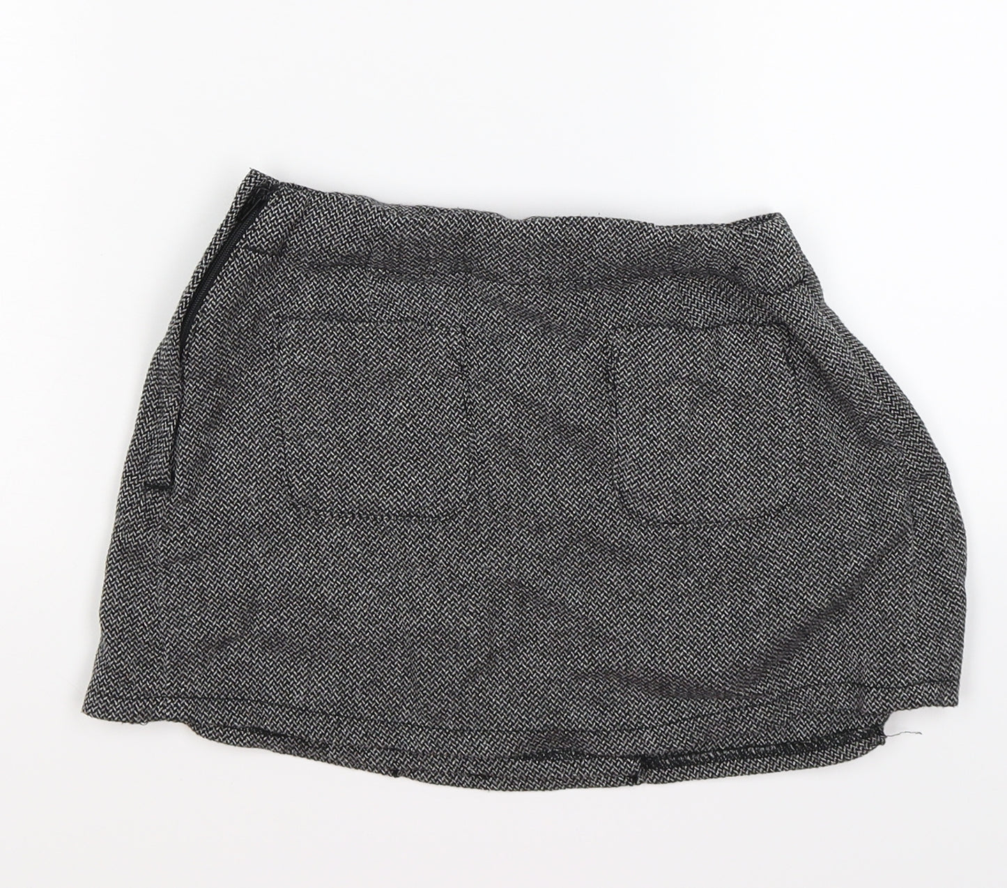 NEXT Girls Grey Herringbone Knit Pleated Skirt Size 10 Years