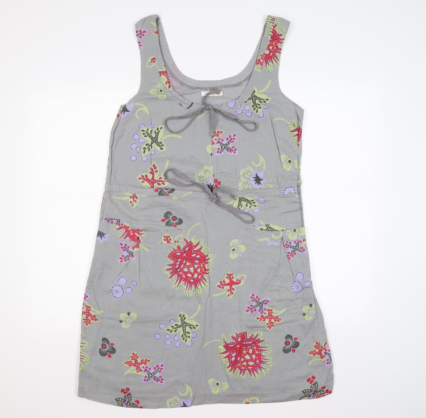 White Stuff Womens Grey Floral Knit Tank Dress  Size 12