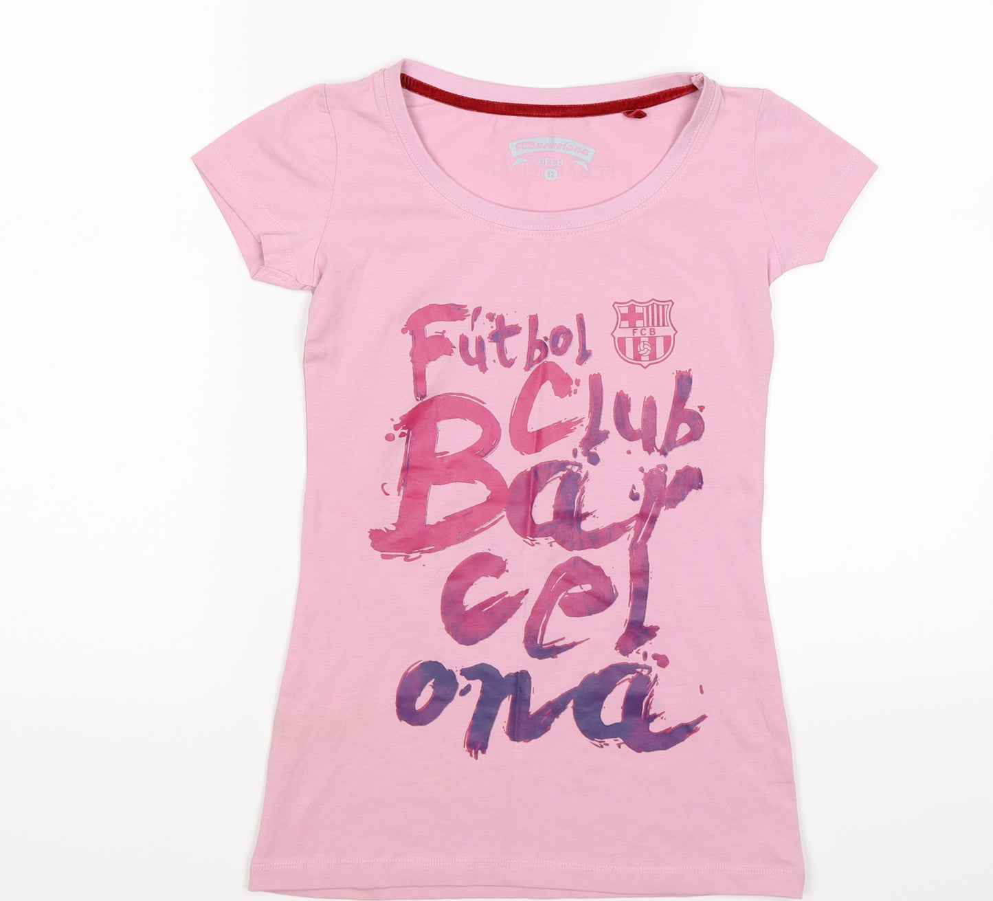 FC Barcelona Girls Pink   Basic T-Shirt Size 12 Years  - Barcelona Football Club