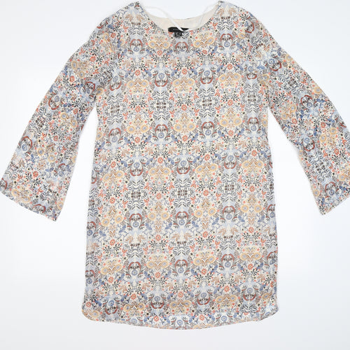 Atmosphere Womens White Floral Chiffon Shirt Dress  Size 12