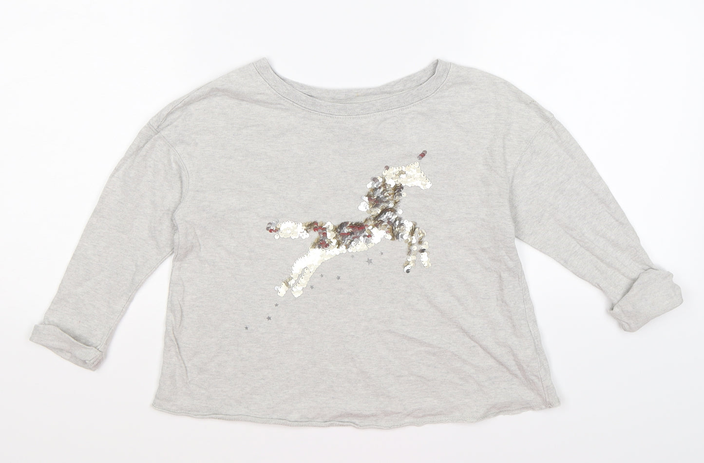 NEXT Girls Grey   Pullover Jumper Size 4 Years  - unicorn sequins