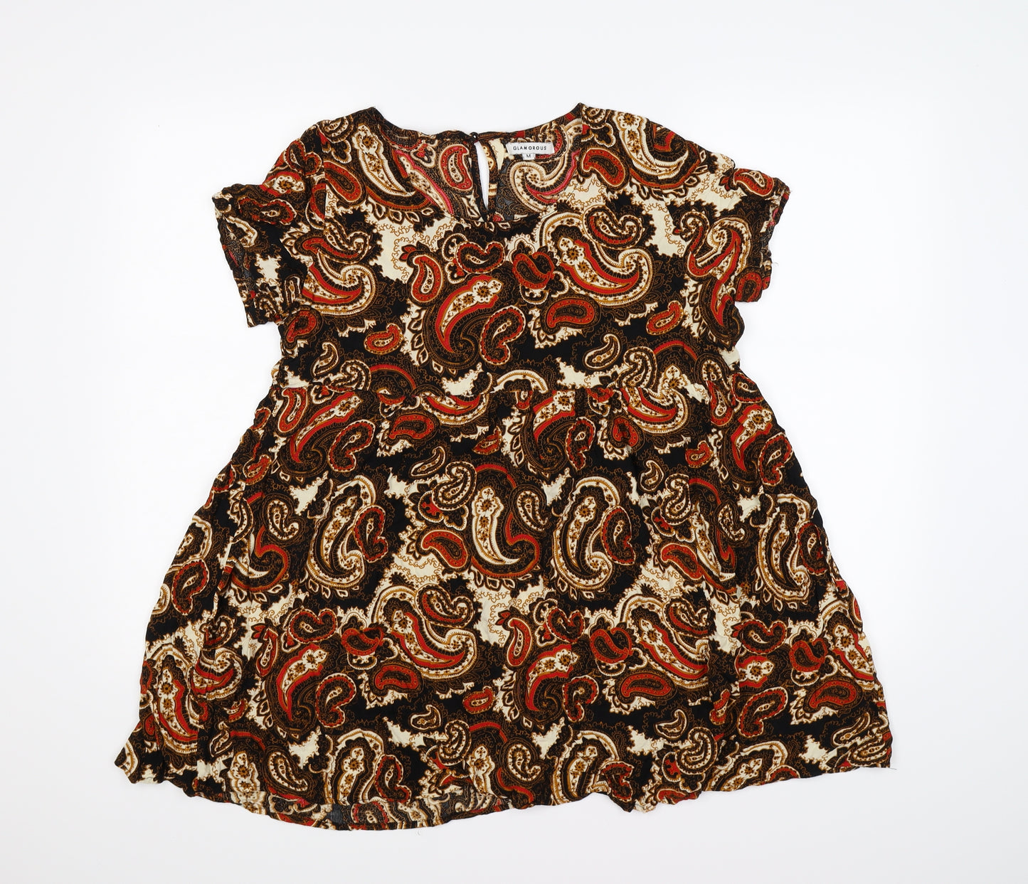 Glamorous Womens Brown Paisley  Tunic T-Shirt Size M