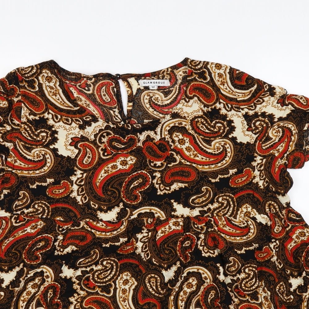 Glamorous Womens Brown Paisley  Tunic T-Shirt Size M