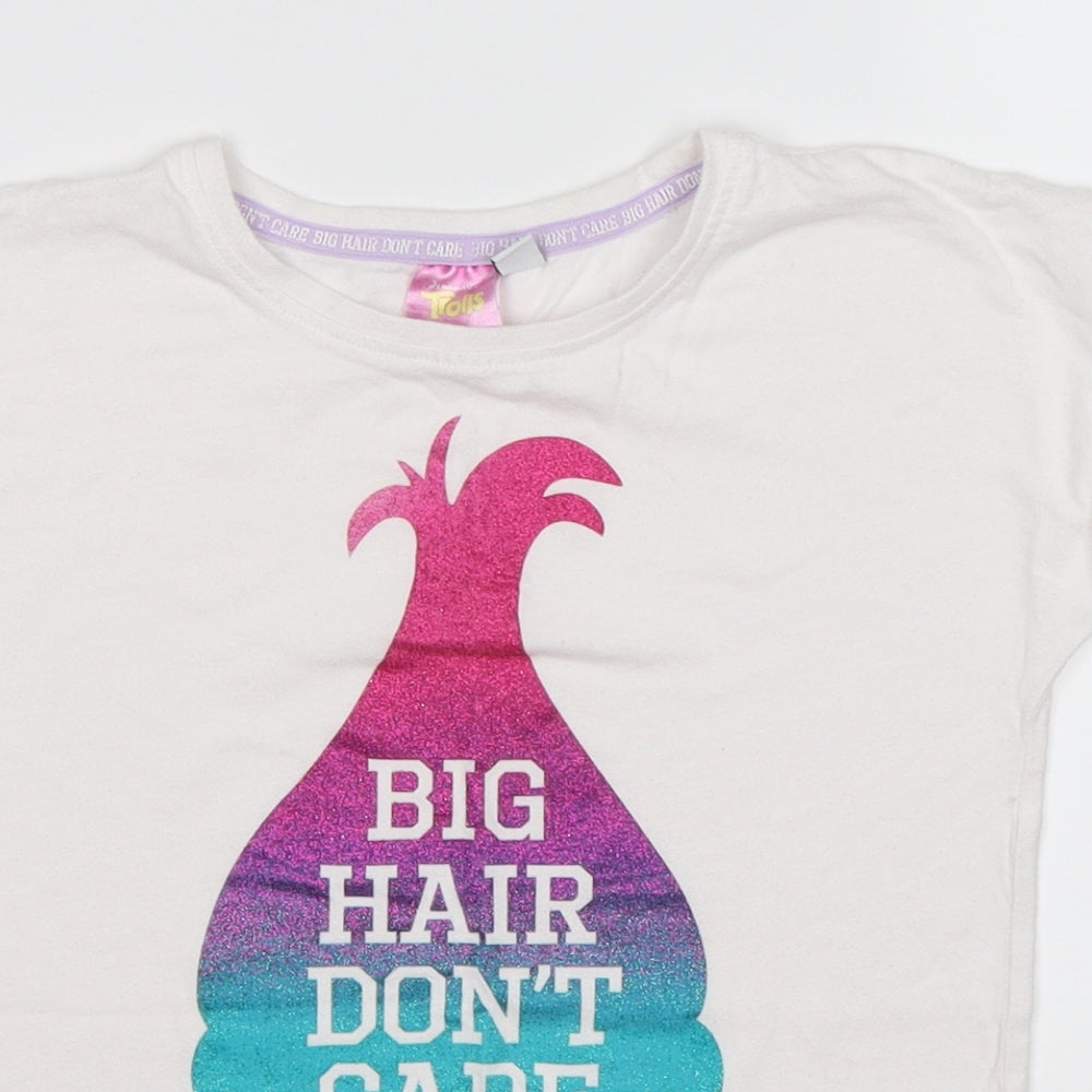 trolls Girls White   Tunic T-Shirt Size 8-9 Years  - Big Hair Don't Care