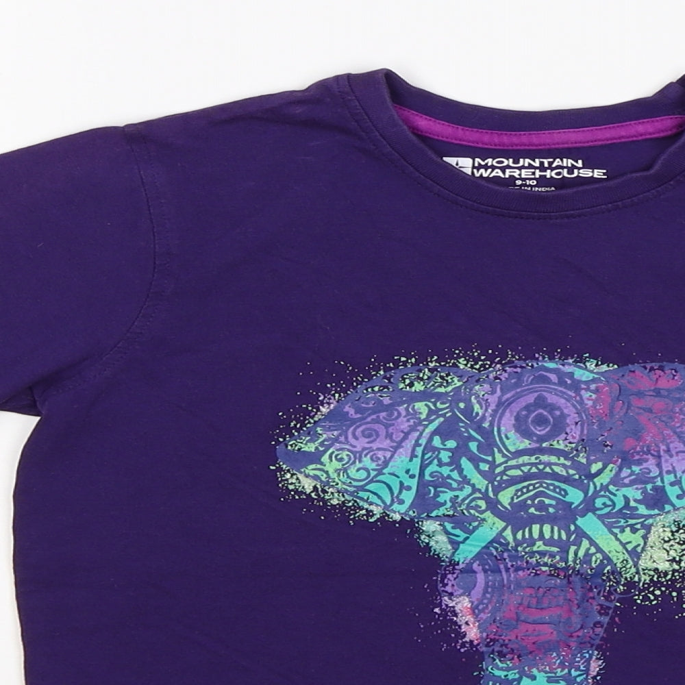 Mountain Warehouse Girls Purple   Basic T-Shirt Size 9-10 Years  - elephant