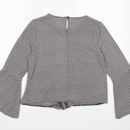 Preworn Womens Black Geometric  Tunic Blouse Size 12