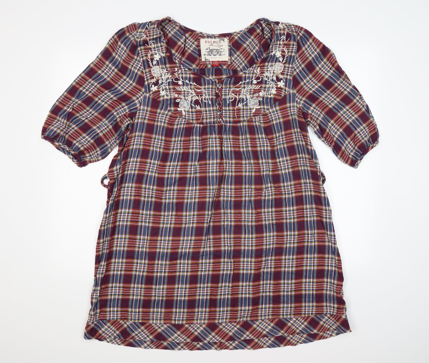 falmer Womens Purple Check  Tunic T-Shirt Size 18