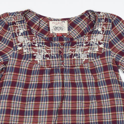 falmer Womens Purple Check  Tunic T-Shirt Size 18
