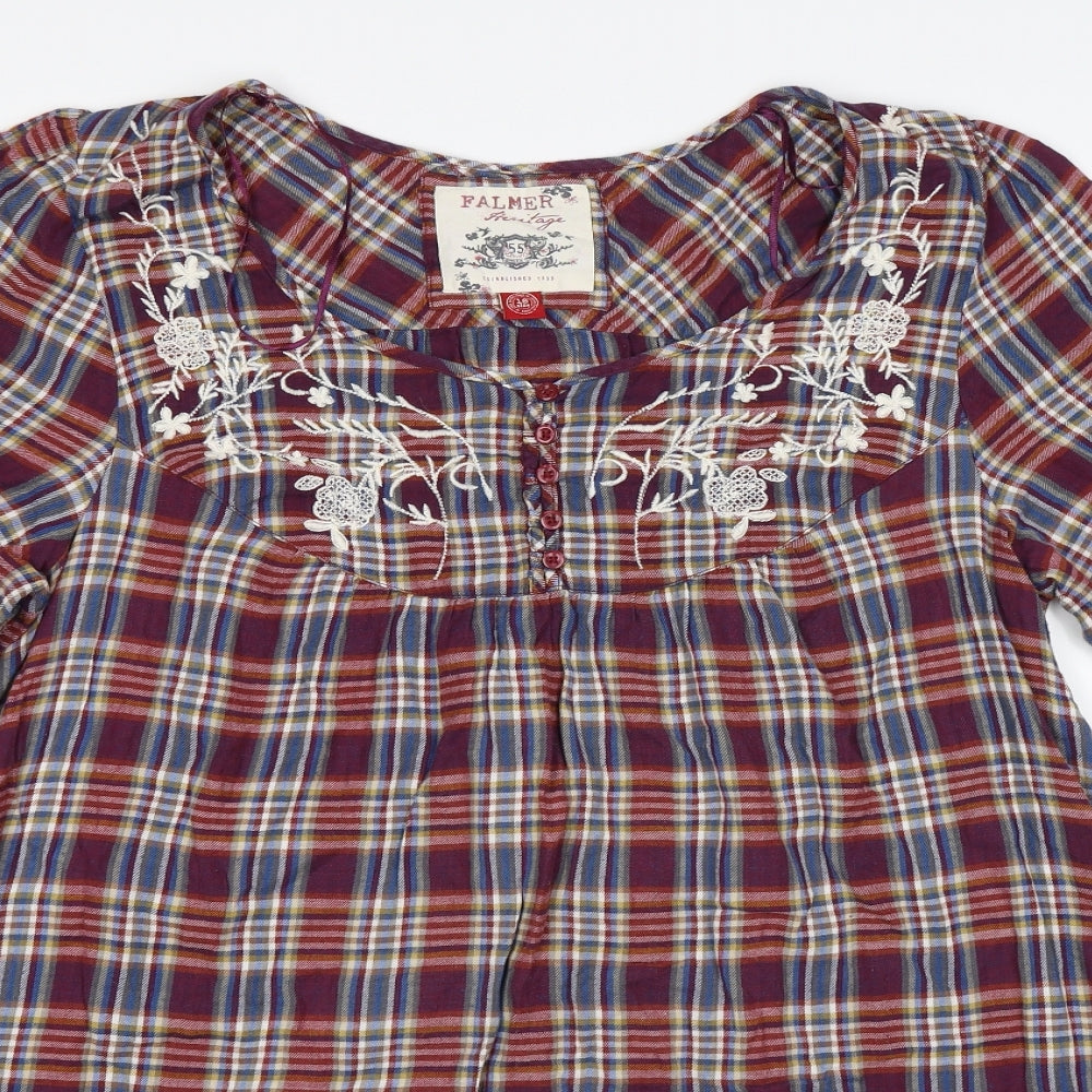 falmer Womens Purple Check  Tunic T-Shirt Size 18