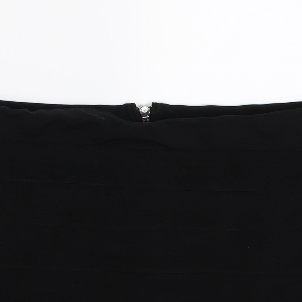 New Look Womens Black Striped  Bandage Skirt Size 14