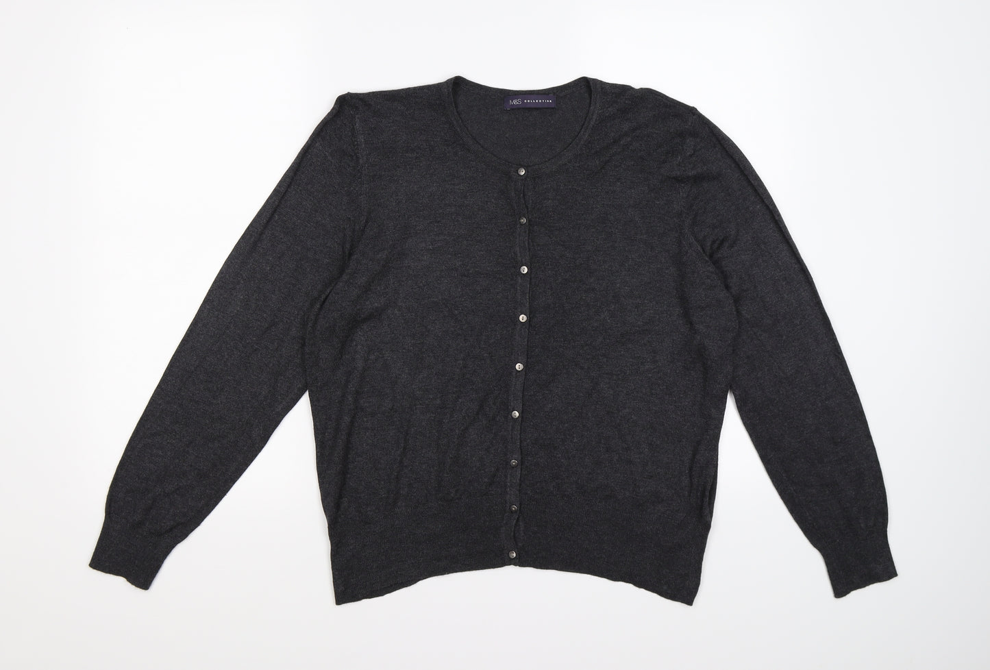Marks and Spencer Womens Grey  Knit Cardigan Jumper Size 18  - slate
