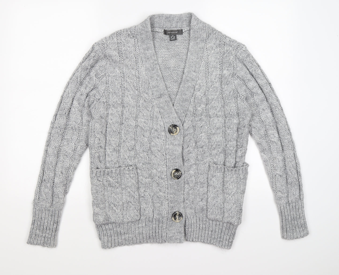 Primark Womens Grey  Knit Cardigan Jumper Size XS