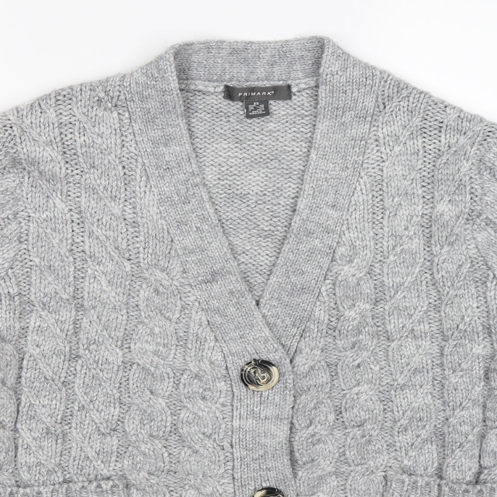 Primark Womens Grey  Knit Cardigan Jumper Size XS