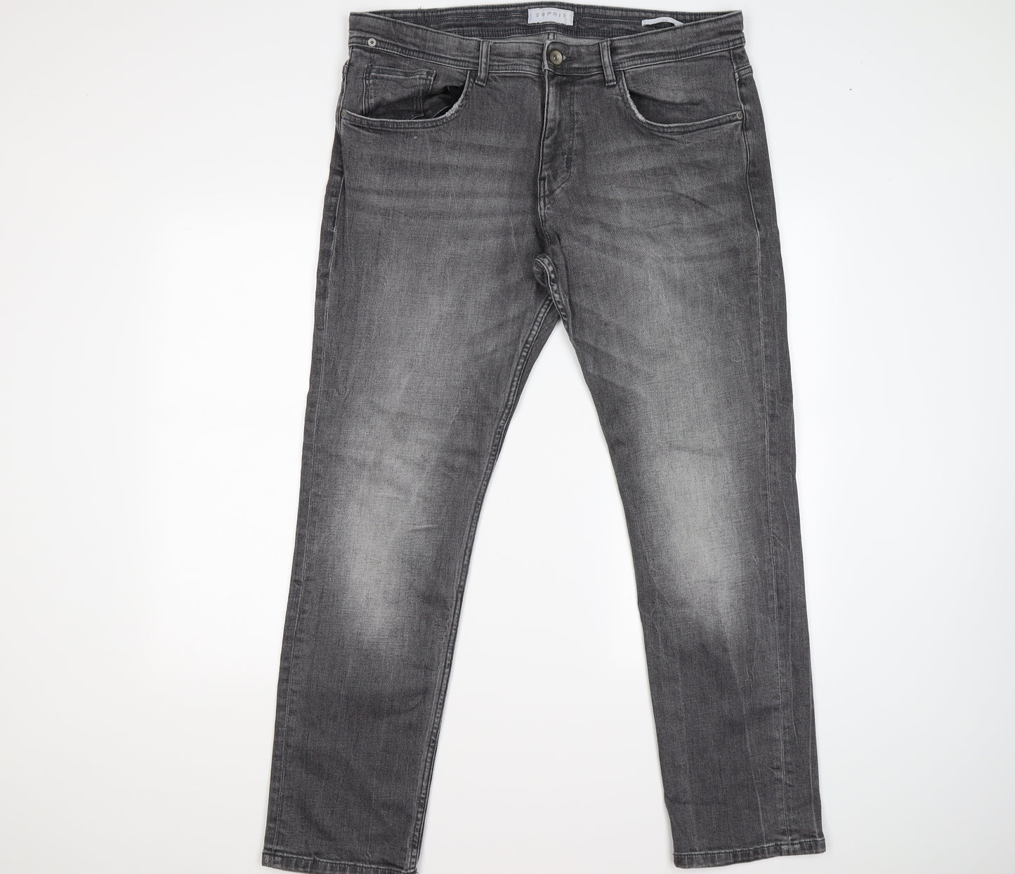 Esprit Mens Grey  Denim Straight Jeans Size 36 L32 in