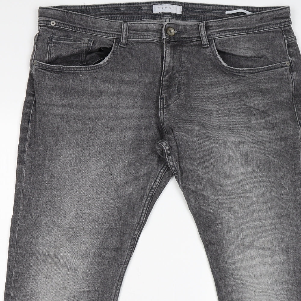 Esprit Mens Grey  Denim Straight Jeans Size 36 L32 in