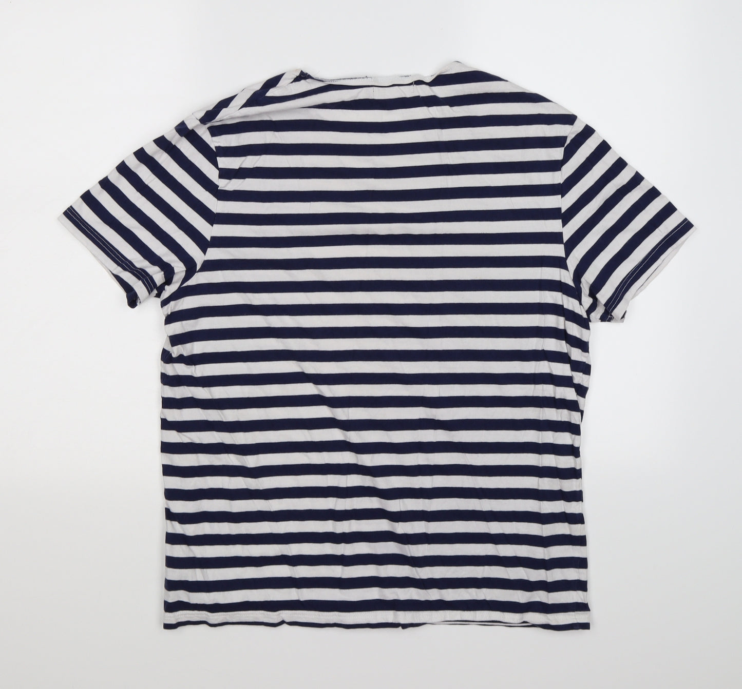 Topman Mens Blue Striped   T-Shirt Size L