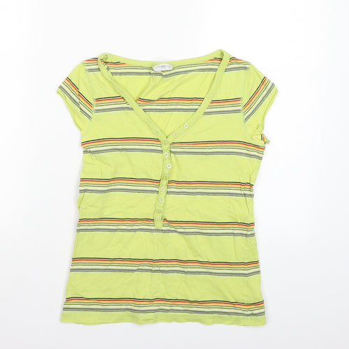 New Look Womens Gold Striped  Basic T-Shirt Size 10
